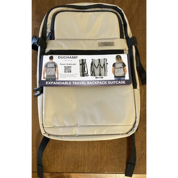 Duchamp London Expandable Travel Backpack Suitcase New Tan Carry-On USB Nylon - Picture 3 of 16